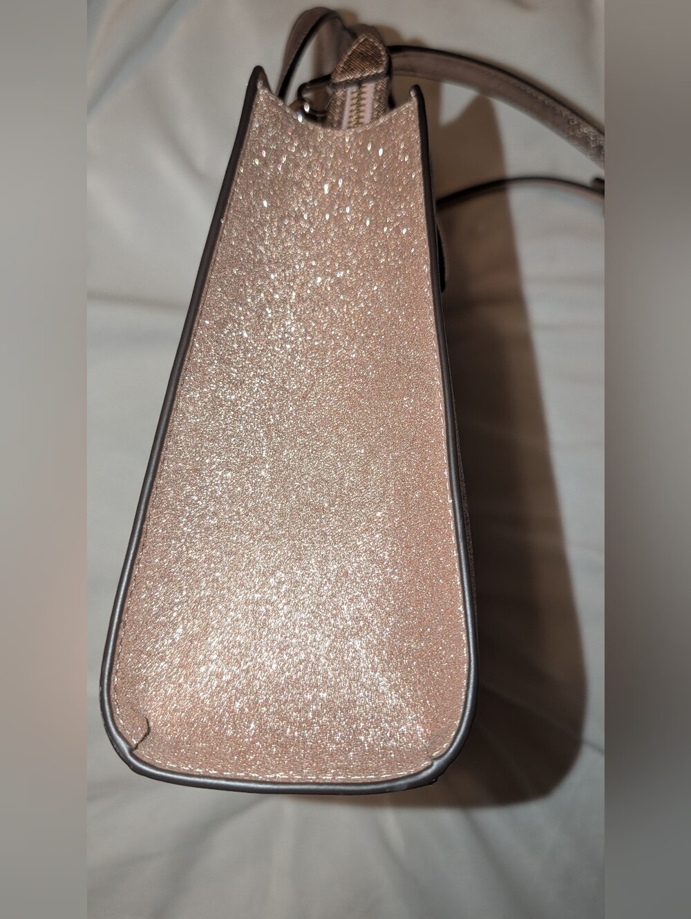 Kate Spade Glitter Tinsel Satchel Crossbody Rose Gold VGC - Picture 4 of 13